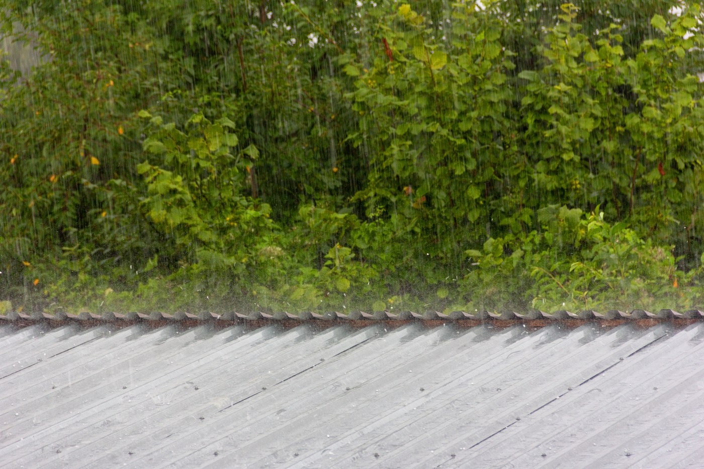 Small hail hitting metal roof