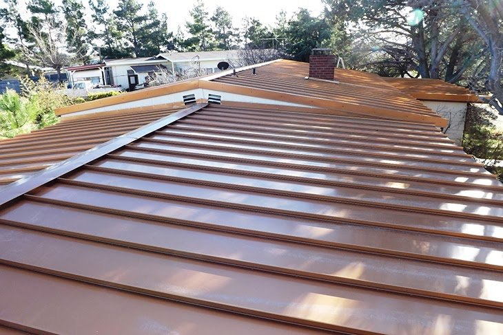 Low Slope Standing Seam Roof In Copper Penny