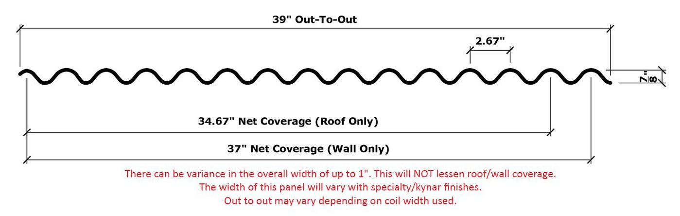 78 corrugated line drawing with dims