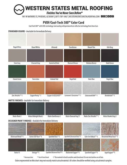 WSMR Color Selection Guide Kynar Color Card