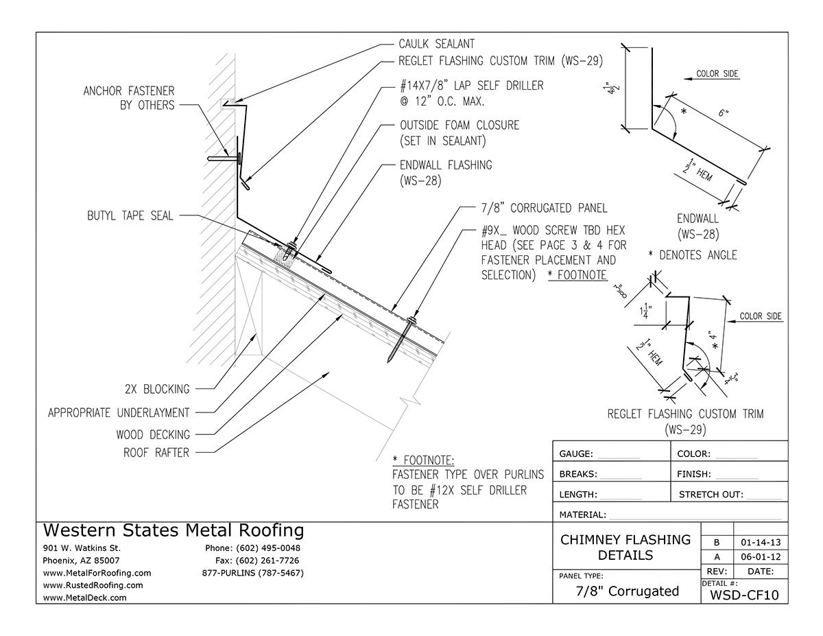 Part WS28 Endwall Flashing for Corrugated Metal Roofing
