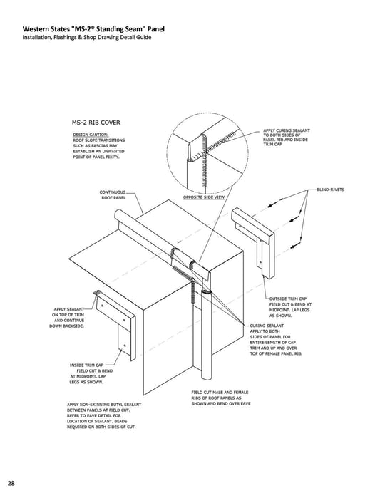 Knee/Rib Cover | Mechanically Seamed Standing Seam Roof | Part #WS-121
