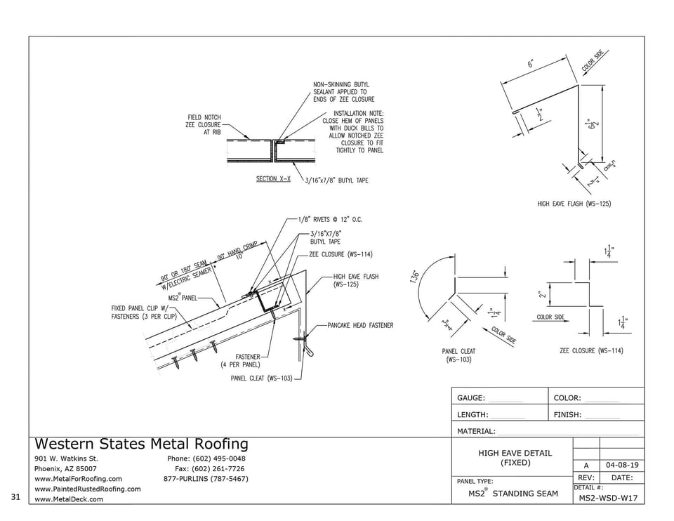Fixed Peak Trim | Mechanically Seamed Standing Seam Roofing