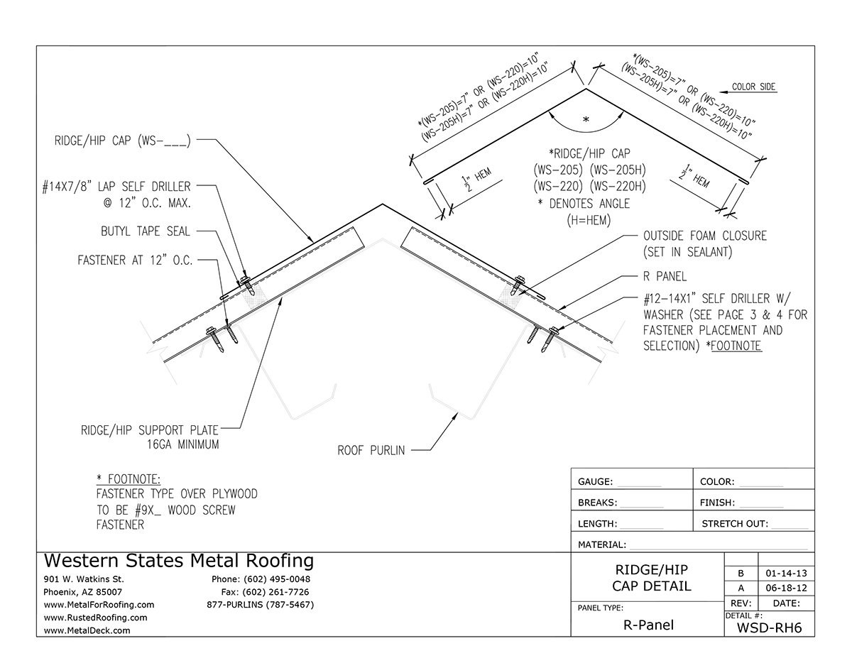 Part WS205 Ridge/Hip Cap PBR Panel Western States Metal Roofing