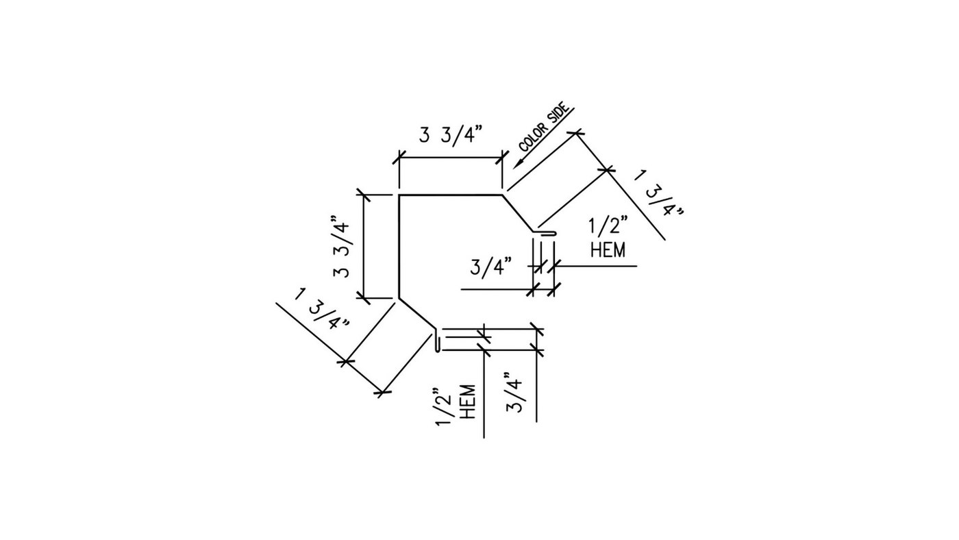 Part WS202 Outside Corner Trim for PBR Panel and R Panel Metal Roofs