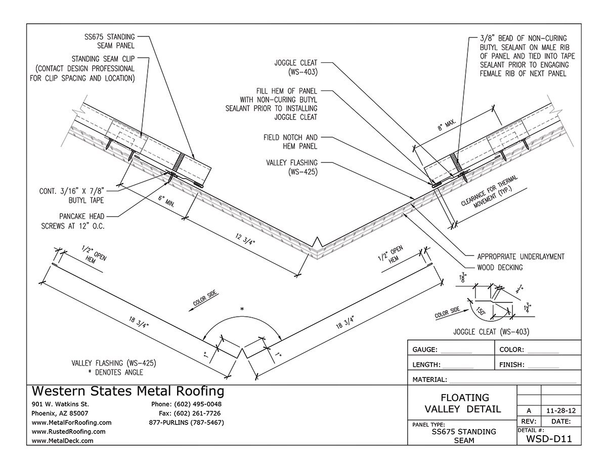 Fixed Peak Flashing With Detail For Standing Seam Roof Panels