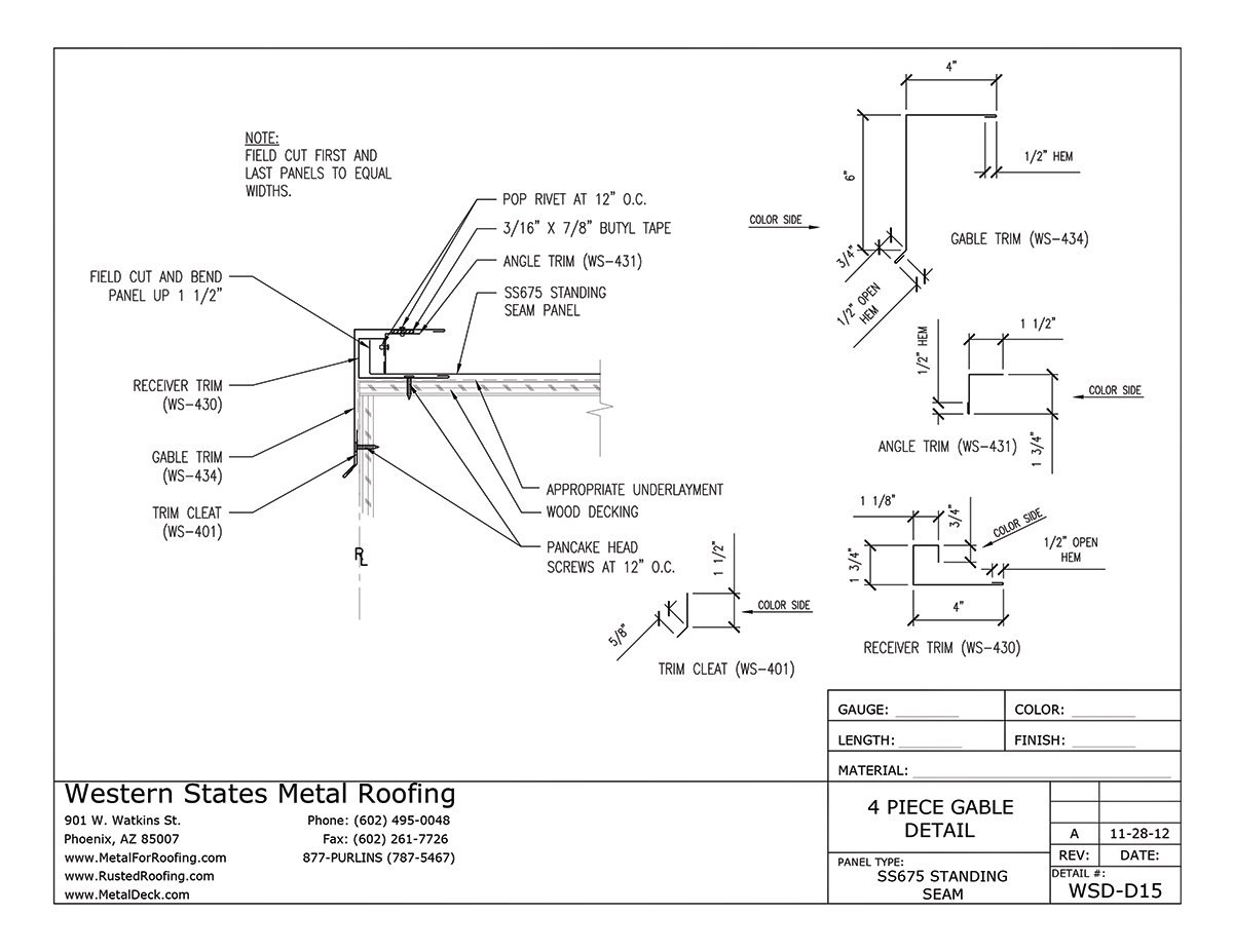 Gable Flashing for Western Lock® Standing Seam