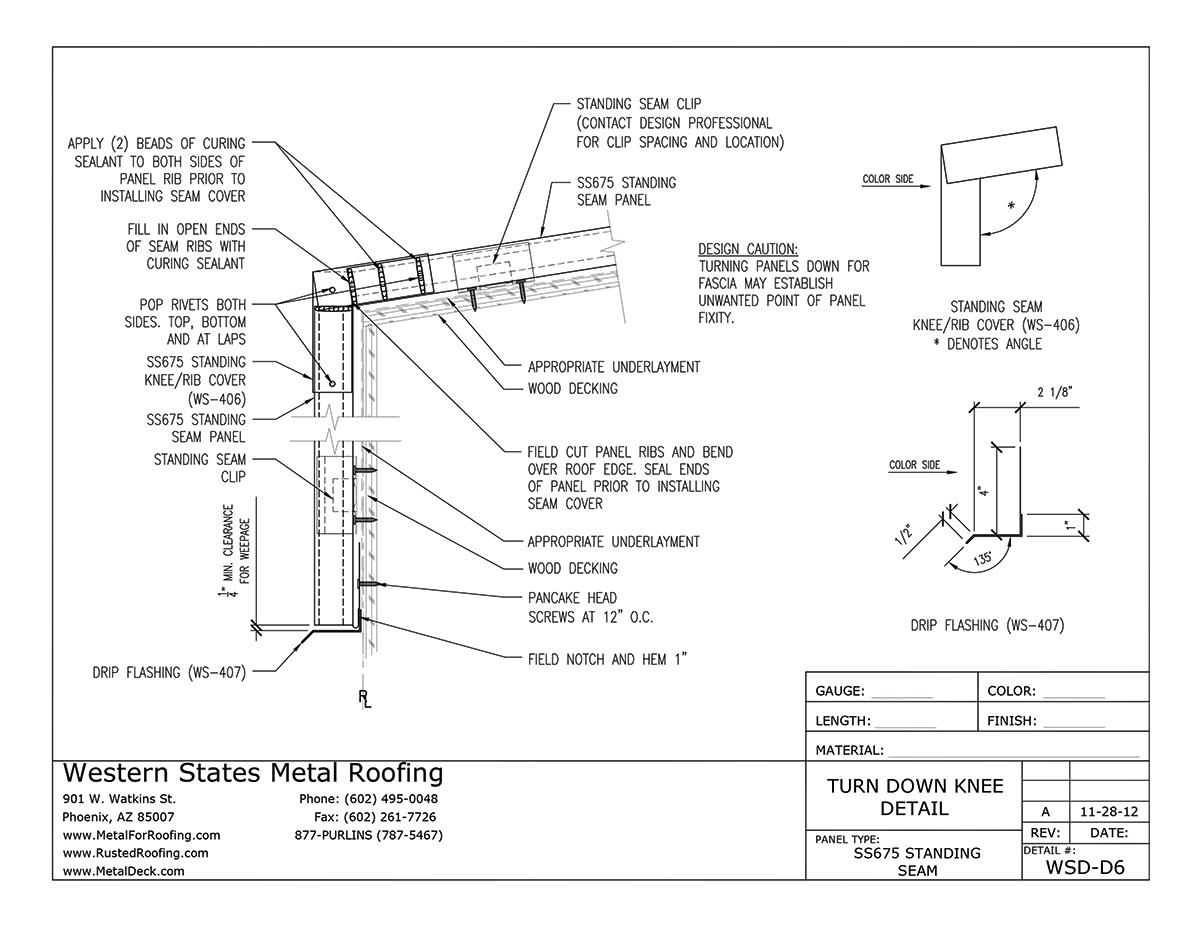 Knee/Rib Cover for Western Lock® Standing Seam