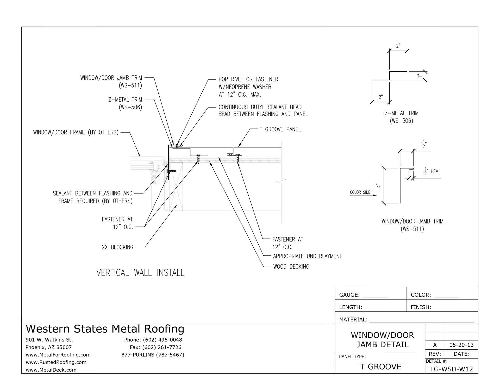 Door/Window Jamb Trim For TGroove® (Vertical Install)