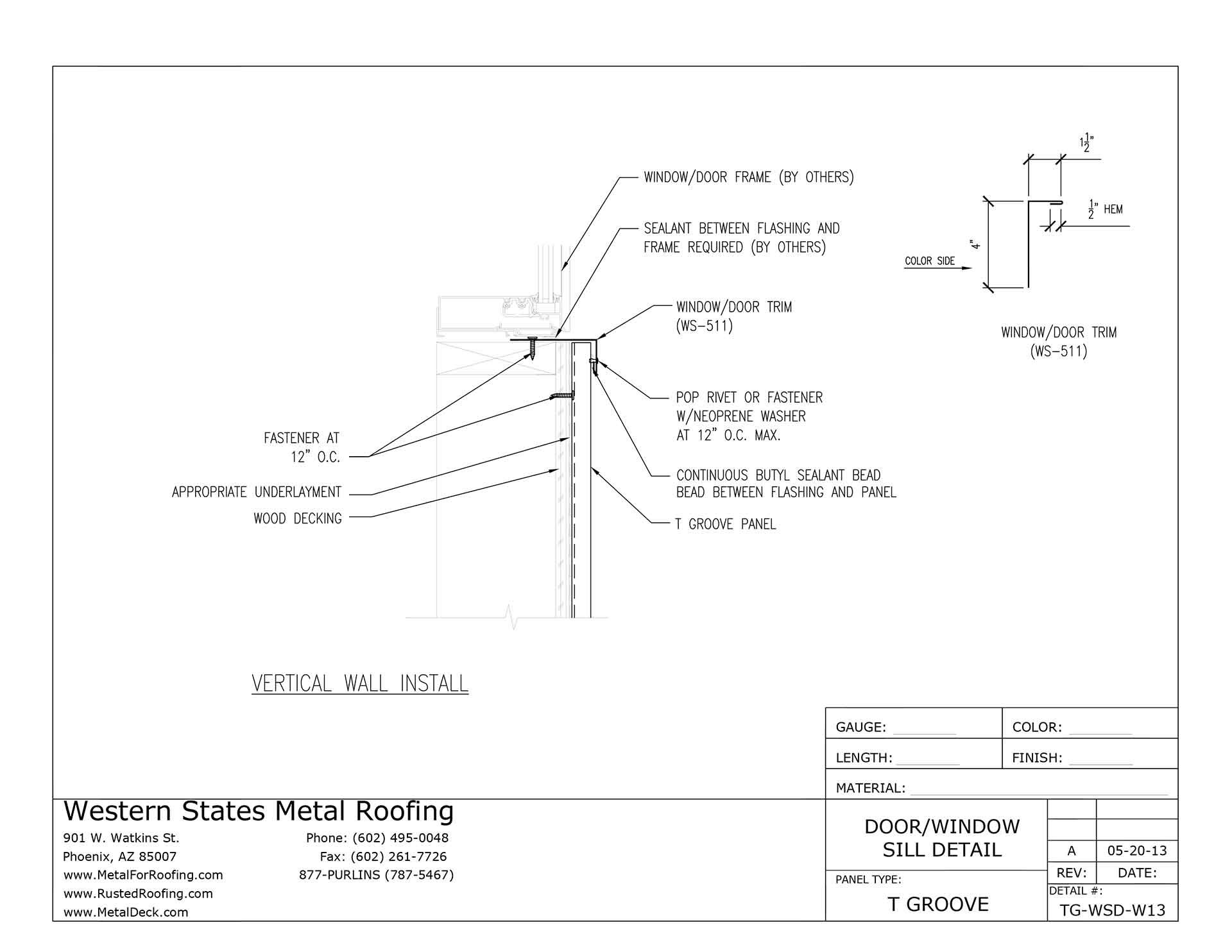 Sill Trim For Windows And Doors Vertical Install Metal Wall Panels