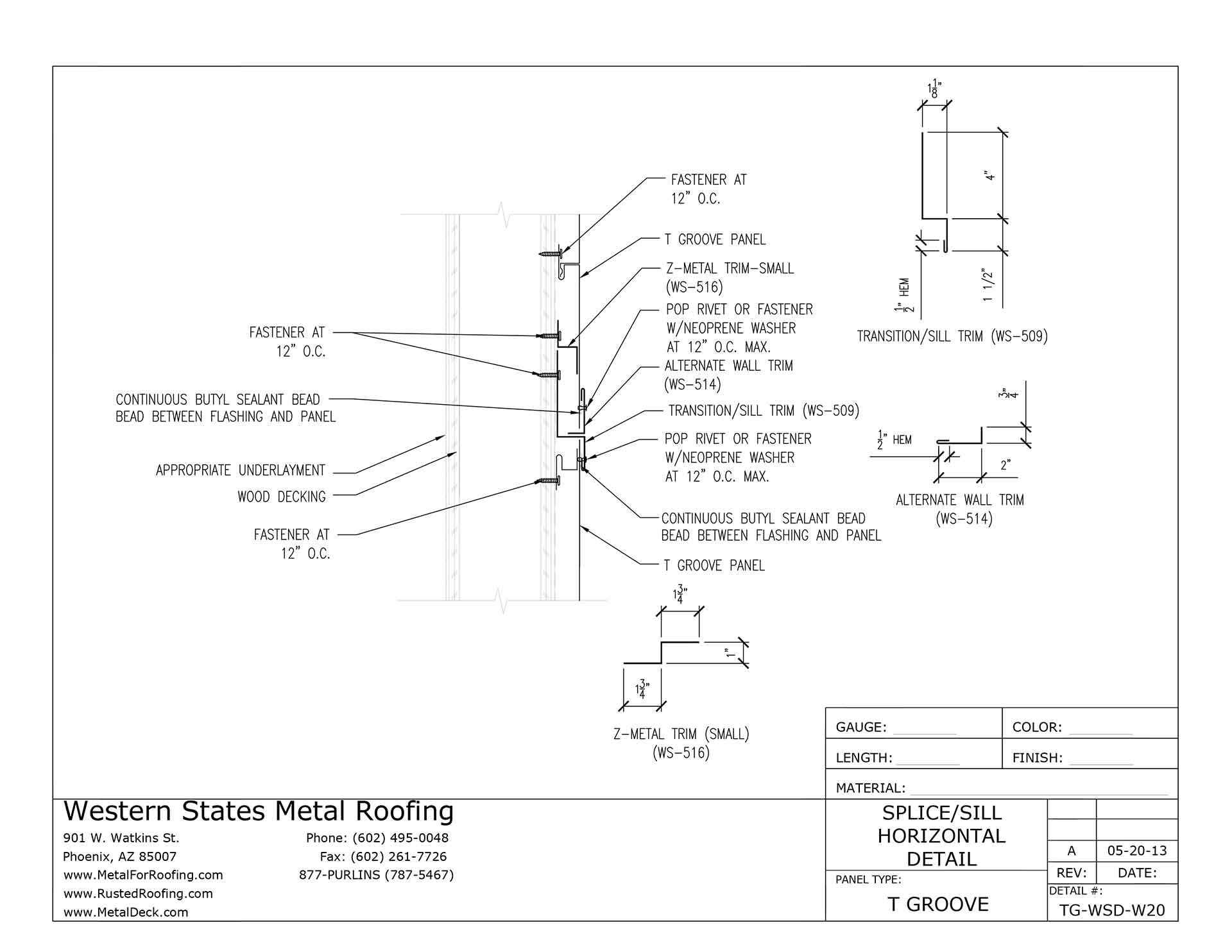 Wall Splice Horizontal Installation Sill Trim For TGroove® Panel
