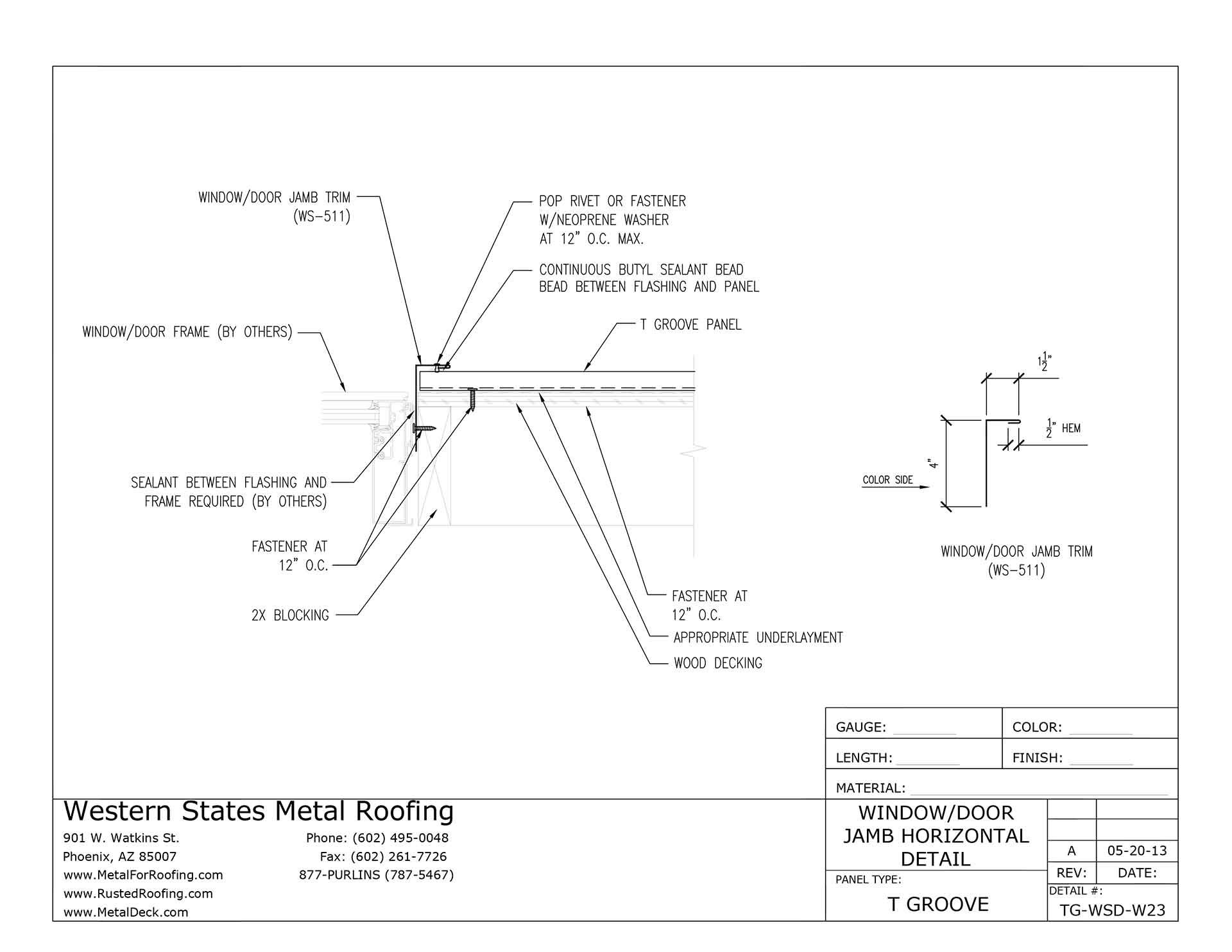 Door/Window Jamb Trim For TGroove® (Horizontal Install)