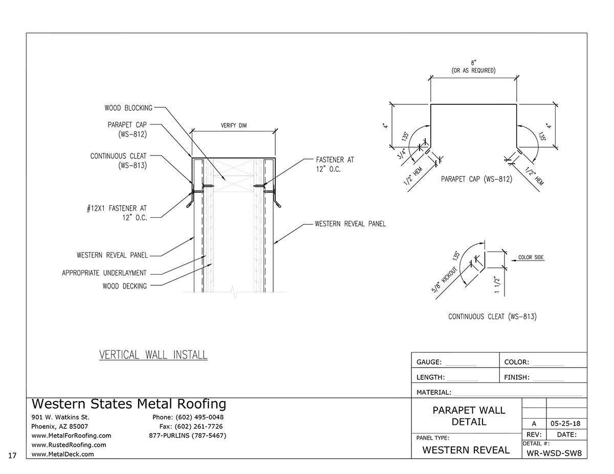 Parapet Cap For Wall Panels Vertical Installation Western Reveal® Panel