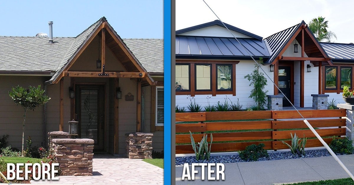 Before and after with a standing seam metal roof