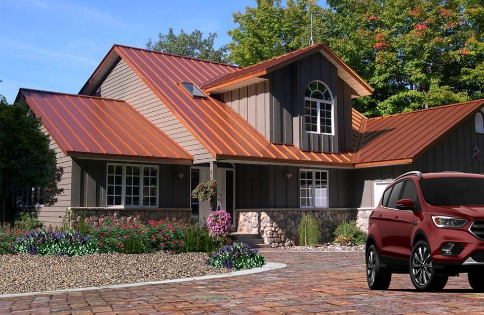 Standing Seam metal roof in Copper Penny