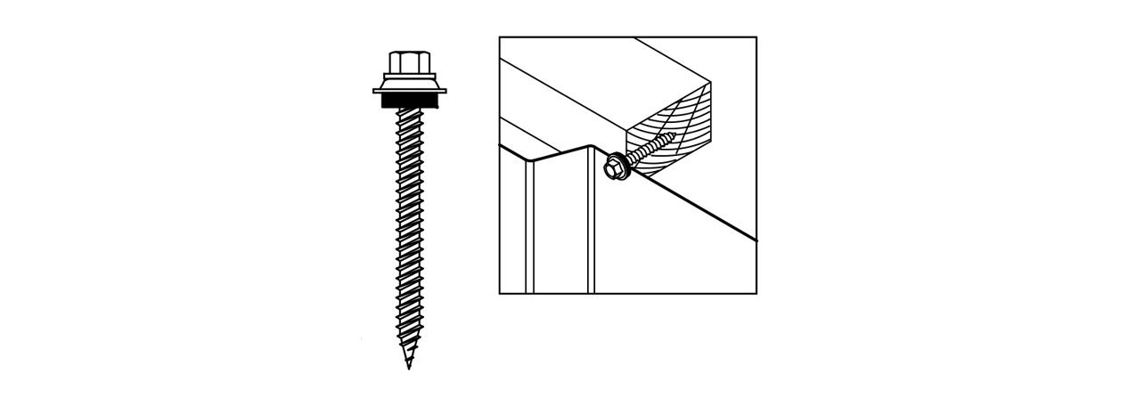 thumbnail interactive-video image 1 of #8 X 2-1/2" Roofing Screws – 1/4 Hex Head – Self Tapping Metal To Wood – Bone White – 8 Pack 1 of 3