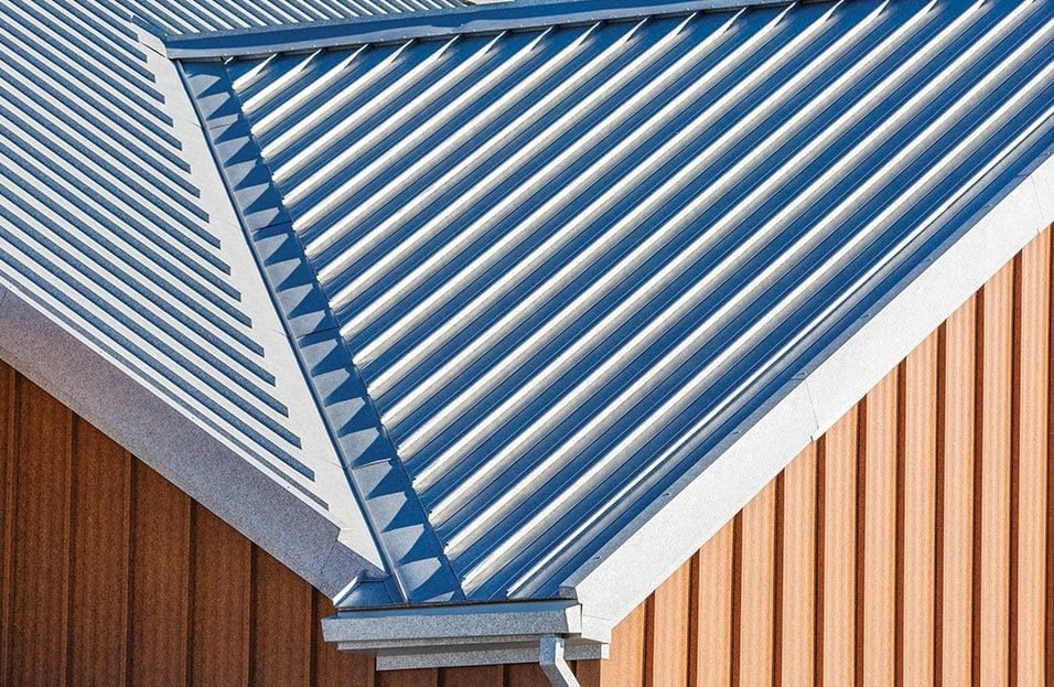 Standing Seam Metal Roof in Zinc Patina