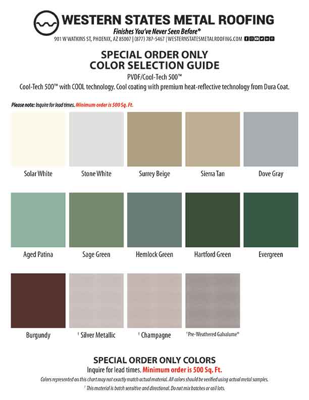 Metal Roofing Color Charts | Over 100 Colors | Buy Mfg. Direct & Save