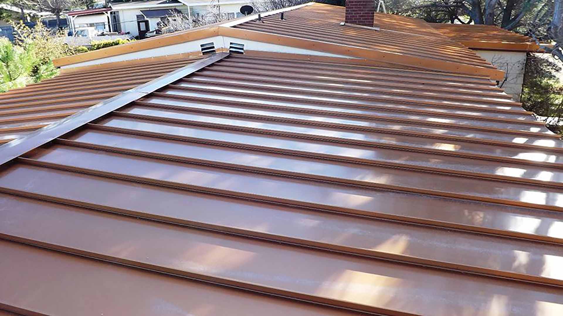TGroove® Metal Flush Wall & Soffit Panels in Copper Penny (PVDF Paint)