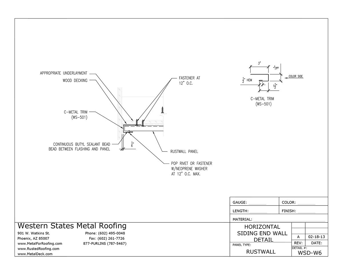Part WS501 CMetal (JTrim) for TGroove Wall/Siding Panels